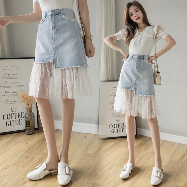 skirts denim skirt spring and summer women's 2021 irregular a-line medium length stitched mesh buttock, Black
skirts denim skirt spring and summer women's 2021 irregular a-line medium length stitched mesh buttock, Black