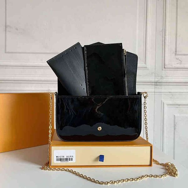 m61276 luxury designer women shoulder bags messenger purses handbag wallet pochette felicie 3-piece style and a golden chain wallets with, Red;black
m61276 luxury designer women shoulder bags messenger purses handbag wallet pochette felicie 3-piece style and a golden chain wallets with, Red;black