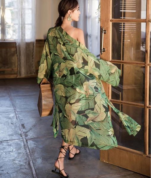 green floral print chiffon womens shirts kimono long sleeve summer robe boho beach wear bikini cover up vestidos, White
green floral print chiffon womens shirts kimono long sleeve summer robe boho beach wear bikini cover up vestidos, White