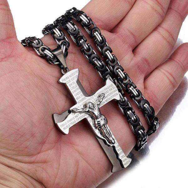 classic men's 316l stainless steel jesus cross pendant necklace byzantine box chain 6mm 20-34inch necklaces, Silver
classic men's 316l stainless steel jesus cross pendant necklace byzantine box chain 6mm 20-34inch necklaces, Silver