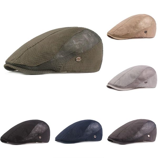 berets 2021 men mesh beret hat western sboy spring and summer peaked cap casual breathable sunhat retro flat brim, Blue;gray
berets 2021 men mesh beret hat western sboy spring and summer peaked cap casual breathable sunhat retro flat brim, Blue;gray