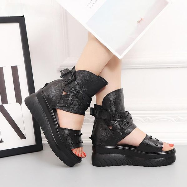 brand platform women's sandals 2021 summer cow leather thick soled street wedges sandal casual high heels woman shoes dress, Black
brand platform women's sandals 2021 summer cow leather thick soled street wedges sandal casual high heels woman shoes dress, Black