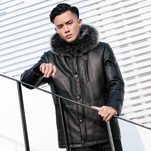 men's leather & faux jacket sheepskin genuine men duck down winter coat mens chaqueta cuero hombre yy862, Black
men's leather & faux jacket sheepskin genuine men duck down winter coat mens chaqueta cuero hombre yy862, Black