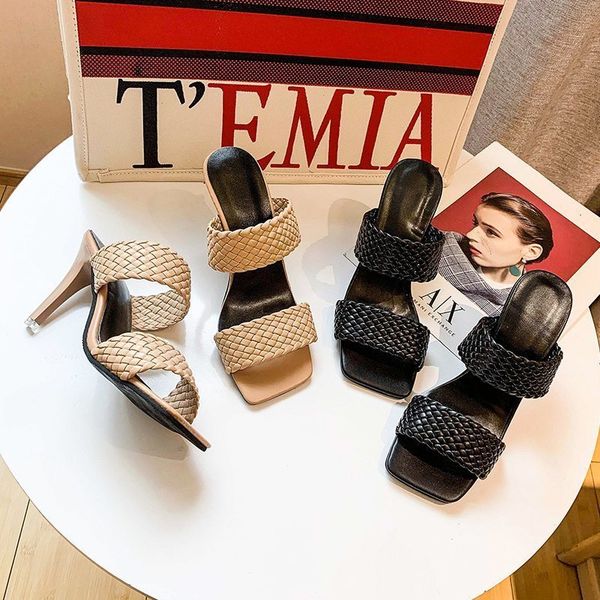 luxury slippers woven women 2021 summer fashion woven thin high heel women's sandals large size, Black
luxury slippers woven women 2021 summer fashion woven thin high heel women's sandals large size, Black
