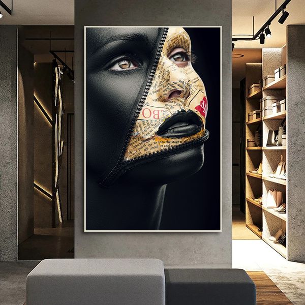 black woman abstract art posters and prints zipper on face surrealistic canvas painting modern wall art pictures for home design
black woman abstract art posters and prints zipper on face surrealistic canvas painting modern wall art pictures for home design