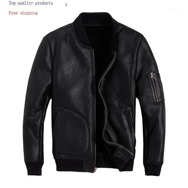 men's leather & faux genuine jacket men winter real fur coat warm vintage sheepskin coats sheep shearing bomber kj2710, Black
men's leather & faux genuine jacket men winter real fur coat warm vintage sheepskin coats sheep shearing bomber kj2710, Black