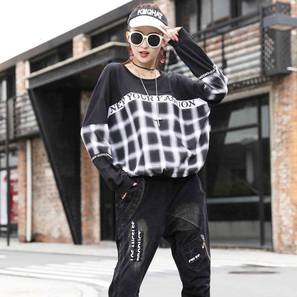 hoodies autumn korean style trendy plaid stripe printing loose plus size women's long-sleeved sweater, Black
hoodies autumn korean style trendy plaid stripe printing loose plus size women's long-sleeved sweater, Black