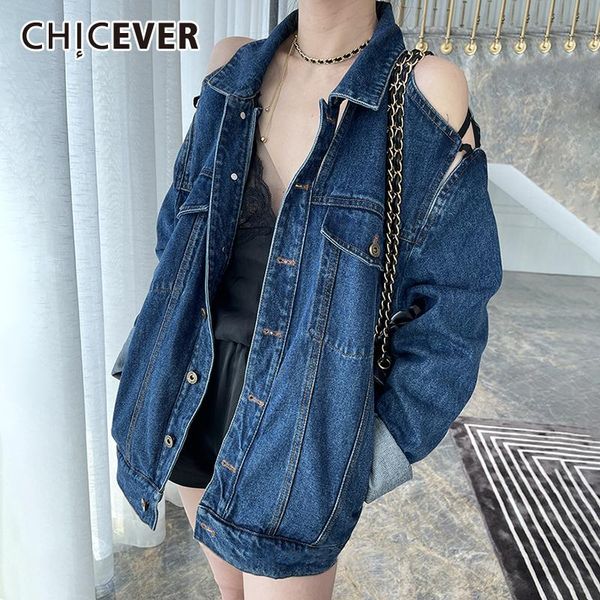 women's jackets chicever blue cut out denim lapel long sleeve patchwork korean fashion coat women 2021 autumn clothing, Black;brown
women's jackets chicever blue cut out denim lapel long sleeve patchwork korean fashion coat women 2021 autumn clothing, Black;brown