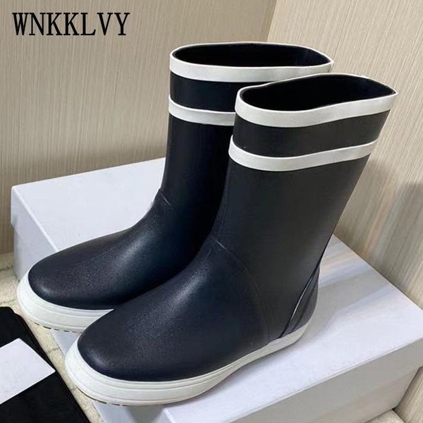 boots thick sole rain women round toe rubber waterproof mid calf botas female autumn fashion short runway shoes, Black
boots thick sole rain women round toe rubber waterproof mid calf botas female autumn fashion short runway shoes, Black