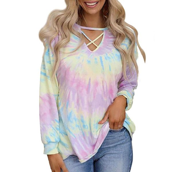 women's t-shirt donsignet fashion spring casual round neck pullover hollow tie-dye printing long-sleeved, White
women's t-shirt donsignet fashion spring casual round neck pullover hollow tie-dye printing long-sleeved, White