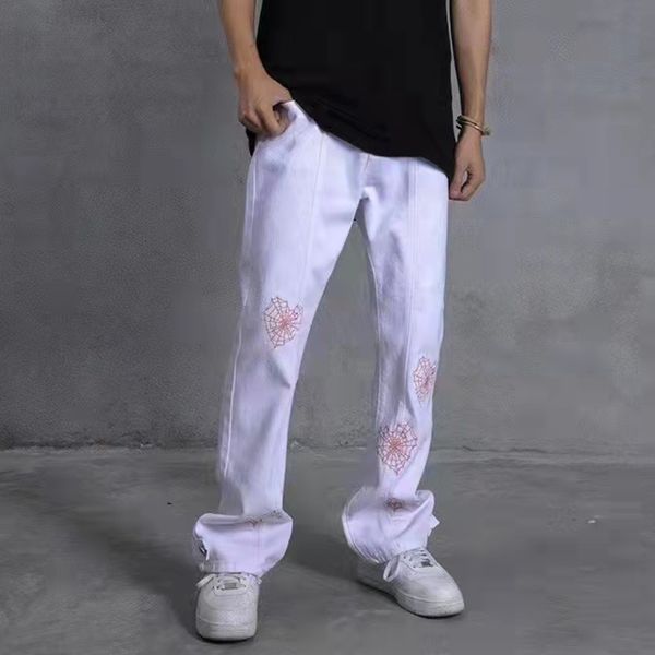 men's pants web-embroidered love-shaped spider streetwear casual male jeans vibe harajuku oversize retro loosely denim pants 7ik7, Black
men's pants web-embroidered love-shaped spider streetwear casual male jeans vibe harajuku oversize retro loosely denim pants 7ik7, Black
