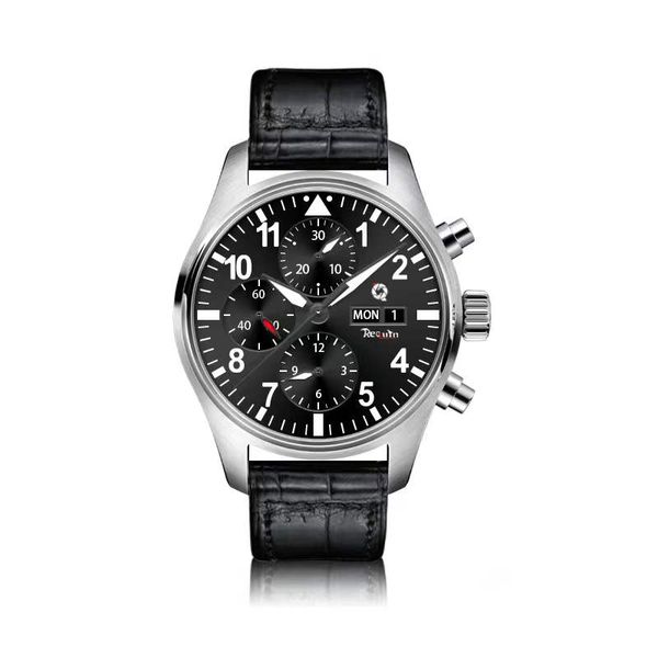 classic new men's quartz pilot watch silver white stainless steel requin brand case black multi-function dial calfskin strap chronograp, Slivery;brown
classic new men's quartz pilot watch silver white stainless steel requin brand case black multi-function dial calfskin strap chronograp, Slivery;brown