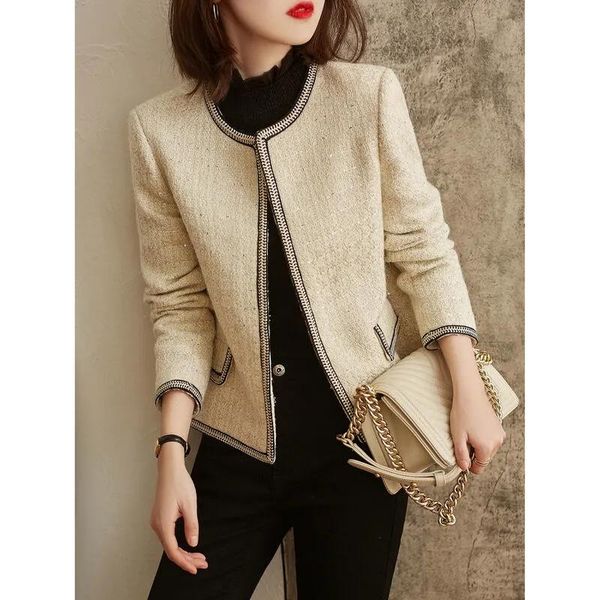 women's jackets tsxt short coat female autumn 2021 edge clash color cardigan korean temperament round collar show thin, Black;brown
women's jackets tsxt short coat female autumn 2021 edge clash color cardigan korean temperament round collar show thin, Black;brown