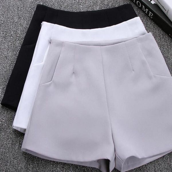 women's shorts 2021 women summer high waist a-line casual suit solid color short pants ladies 717408, White;black 
women's shorts 2021 women summer high waist a-line casual suit solid color short pants ladies 717408, White;black
