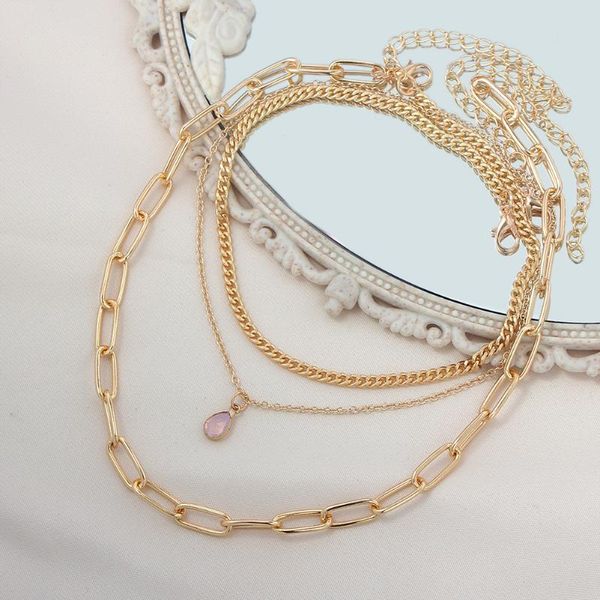 vintage multilayer golden metal chain choker necklaces for women punk pink crystal pendant necklace korean fashion party jewelry chains, Silver
vintage multilayer golden metal chain choker necklaces for women punk pink crystal pendant necklace korean fashion party jewelry chains, Silver