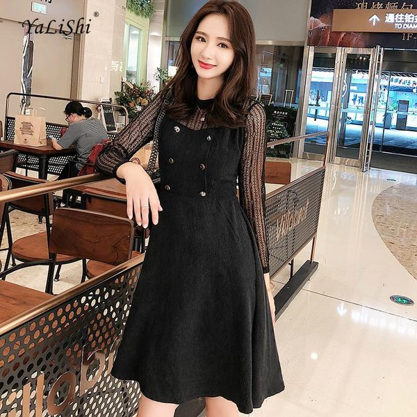 casual dresses 2021 plus size a-line dress autumn women black full sleeve o-neck elegant party korean corduroy lace mini ladies, Black;gray
casual dresses 2021 plus size a-line dress autumn women black full sleeve o-neck elegant party korean corduroy lace mini ladies, Black;gray