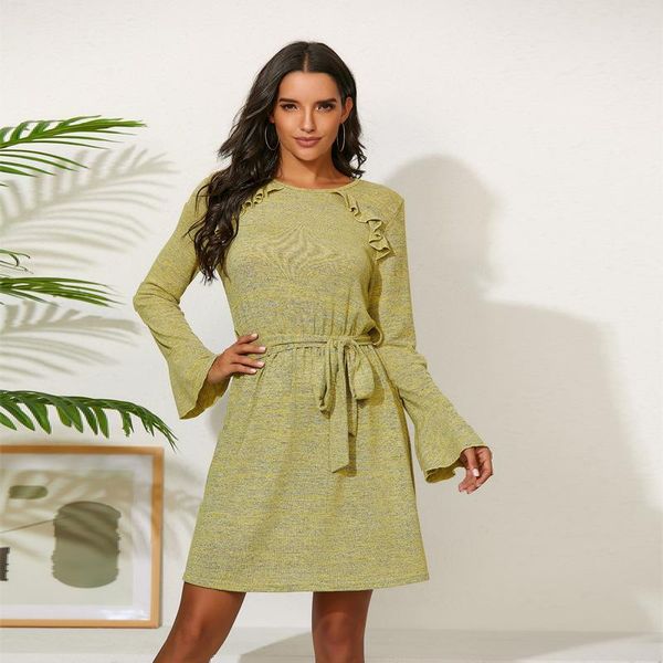 autumn and winter women's mini dress fashion solid color high waist ruffled flared sleeve pullover daily casual streetwear dresses, Black;gray
autumn and winter women's mini dress fashion solid color high waist ruffled flared sleeve pullover daily casual streetwear dresses, Black;gray