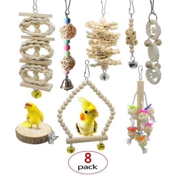 other bird supplies 8pcs parrot toy with bell natural wooden grass chewing bite hanging cage swing climb chew toys for pet
other bird supplies 8pcs parrot toy with bell natural wooden grass chewing bite hanging cage swing climb chew toys for pet