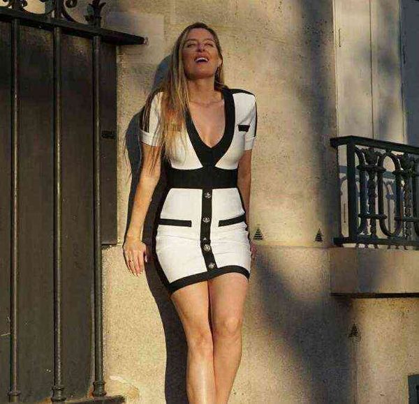 2020 new summer dress women v neck short sleeve white bandage dress ladies clebrity party dress g1214, Black;gray
2020 new summer dress women v neck short sleeve white bandage dress ladies clebrity party dress g1214, Black;gray