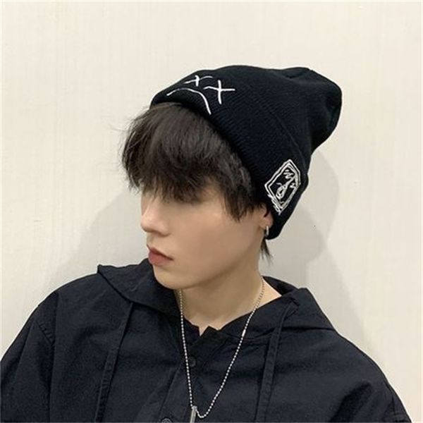 black embroidered knitted designer men's women's autumn and winter ski hat, Blue;gray
black embroidered knitted designer men's women's autumn and winter ski hat, Blue;gray