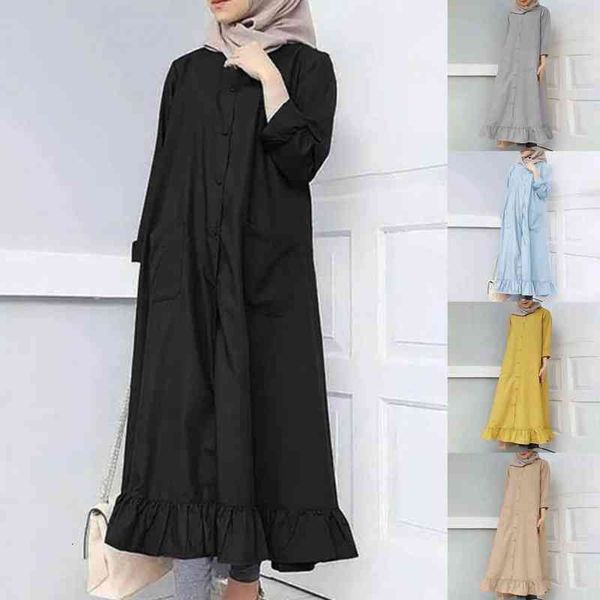 single-breasted casual loose large ruffle hem loose maxi dress maxi ladies dress ruffle hem for working, Black;gray
single-breasted casual loose large ruffle hem loose maxi dress maxi ladies dress ruffle hem for working, Black;gray