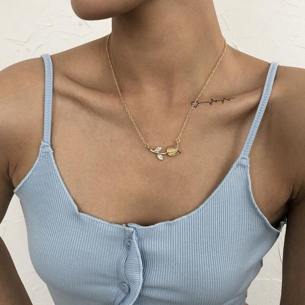 chains wg retro simple micro inlaid clavicle chain necklace fashion tulip elegance flower pendant jewelry, Silver
chains wg retro simple micro inlaid clavicle chain necklace fashion tulip elegance flower pendant jewelry, Silver