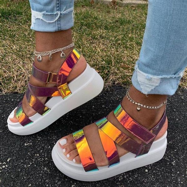 women's sandals 2021 summer thick bottom laser color open toe hook loop platform ankle strap shoes casual bling beach d3, Black
women's sandals 2021 summer thick bottom laser color open toe hook loop platform ankle strap shoes casual bling beach d3, Black