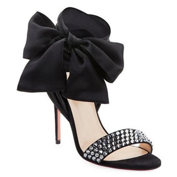 women high heel ankle wrap bow knot rivets studded sandals stiletto wedding dress sandal ladies shoes, Black
women high heel ankle wrap bow knot rivets studded sandals stiletto wedding dress sandal ladies shoes, Black