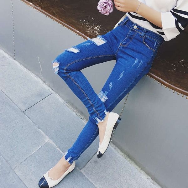 women's jeans autumn korean version of versatile slim fit with holes small feet pencil high waist pants k1qf, Blue
women's jeans autumn korean version of versatile slim fit with holes small feet pencil high waist pants k1qf, Blue