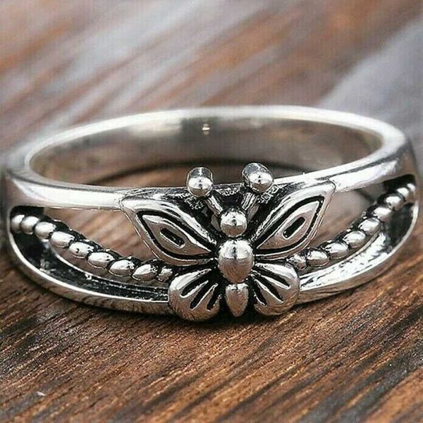 wedding rings women's retro silver color butterfly ring hollow beaded design bride engagement band birthday anniversary gift jewelry, Slivery;golden
wedding rings women's retro silver color butterfly ring hollow beaded design bride engagement band birthday anniversary gift jewelry, Slivery;golden
