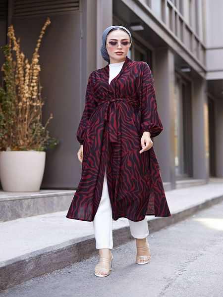 muslim clothing patterned kimono waist belted sleeve tip long with rubber dubai turkey zebra pattern style 2 colors ethnic, Red
muslim clothing patterned kimono waist belted sleeve tip long with rubber dubai turkey zebra pattern style 2 colors ethnic, Red