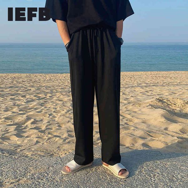 iefb men's ice silk pants summer thin korean fashion casual wide leg loose straight pants black elastic waist trousers 210524
iefb men's ice silk pants summer thin korean fashion casual wide leg loose straight pants black elastic waist trousers 210524