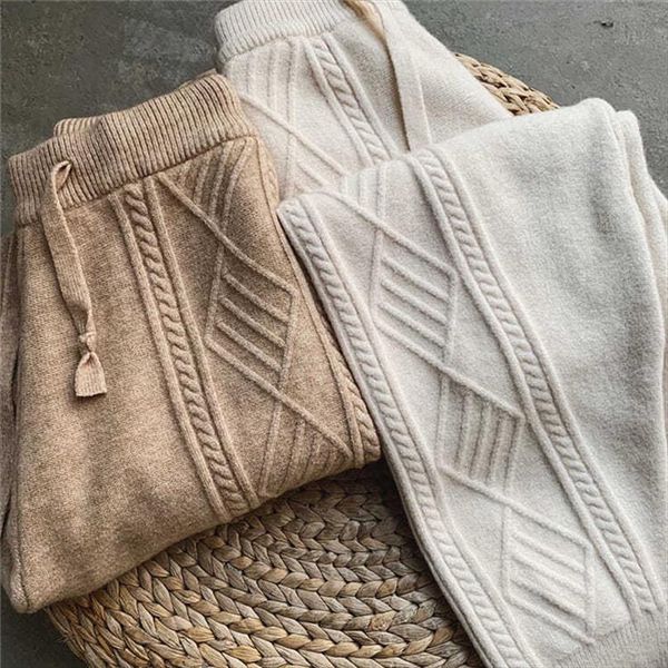 winter warm knitted casual womens pants high waist thick chic harem ankle length korean loose sweater trousers, Black;white
winter warm knitted casual womens pants high waist thick chic harem ankle length korean loose sweater trousers, Black;white