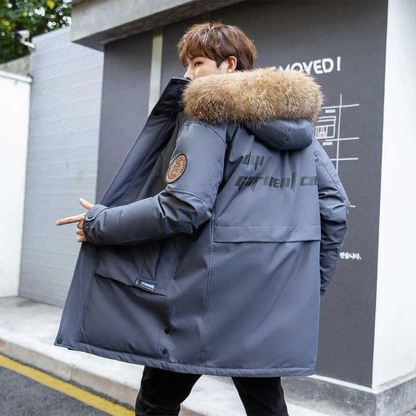 men's down & parkas 2022 fashion busins casual men's large wool collar hooded thickened down et windbreaker, Black 
men's down & parkas 2022 fashion busins casual men's large wool collar hooded thickened down et windbreaker, Black