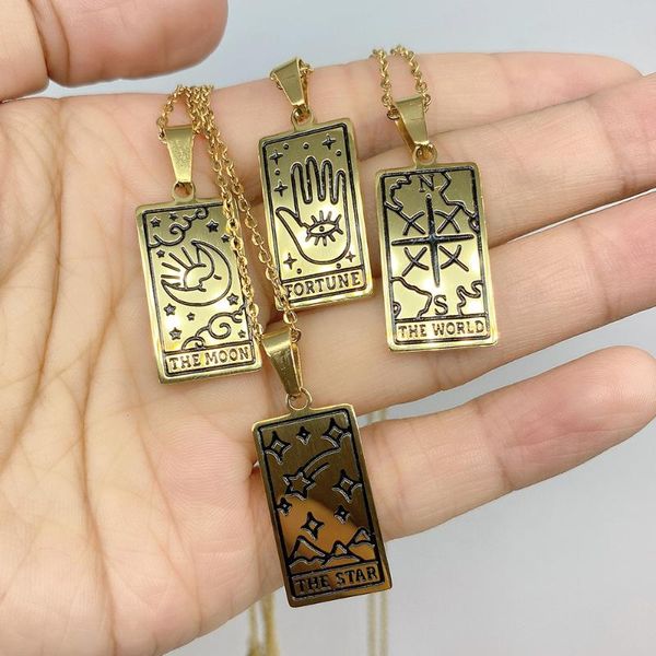 pendant necklaces 2021 vintage tarot card necklace classic square amulet for women fortune star world sun moon, Silver
pendant necklaces 2021 vintage tarot card necklace classic square amulet for women fortune star world sun moon, Silver