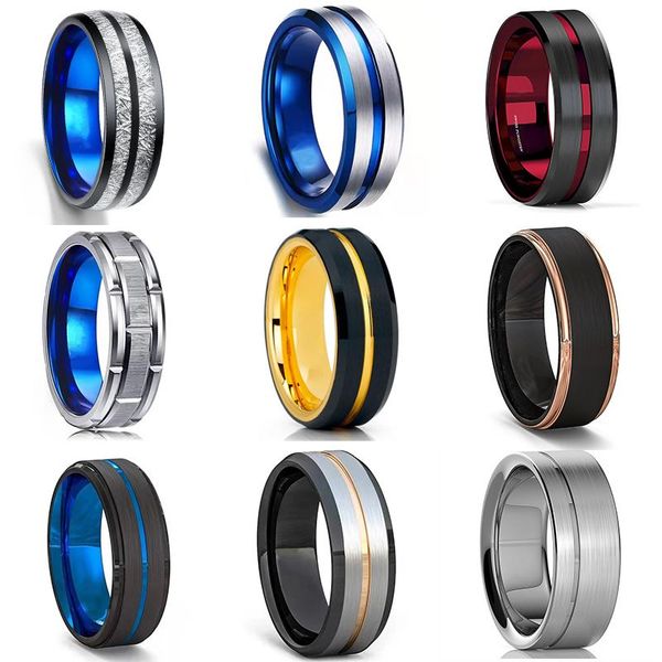wedding rings 25 models engravable men's fashion 8mm black brushed ladder edge tungsten steel ring blue groove men gifts for, Slivery;golden
wedding rings 25 models engravable men's fashion 8mm black brushed ladder edge tungsten steel ring blue groove men gifts for, Slivery;golden