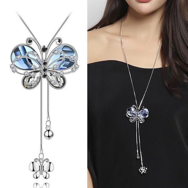 pendant necklaces fashion jewelry blue long chain butterfly necklace for women korean silver color rhinestone collier femme girl
pendant necklaces fashion jewelry blue long chain butterfly necklace for women korean silver color rhinestone collier femme girl