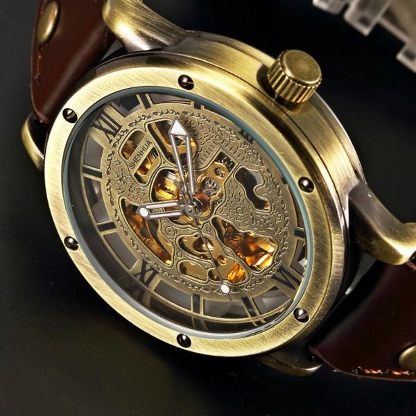 wristwatches shenhua retro bronze skeleton mechanical watch men's automatic watches leather sports clocks relogio masculino, Slivery;brown
wristwatches shenhua retro bronze skeleton mechanical watch men's automatic watches leather sports clocks relogio masculino, Slivery;brown