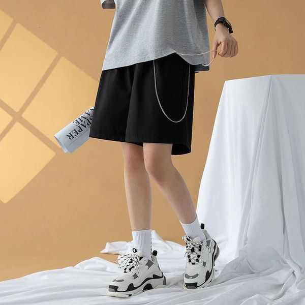men's shorts summer solid color metal chain straight suit pants men korean loose casual harajuku streetwear five-point, White;black
men's shorts summer solid color metal chain straight suit pants men korean loose casual harajuku streetwear five-point, White;black