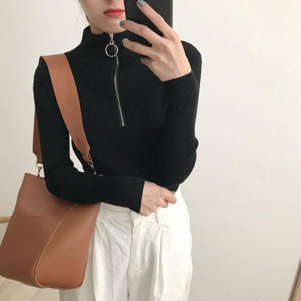 women's sweaters zipper half turtleneck pullovers women sweater long sleeve skinny elastic knitted femme solid spring jumper jp1w, White;black
women's sweaters zipper half turtleneck pullovers women sweater long sleeve skinny elastic knitted femme solid spring jumper jp1w, White;black