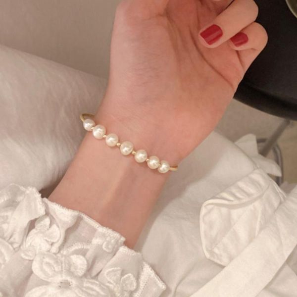 link, chain summer pearl beadeds bracelet bangle for women gold color chains adjustable elegant wedding jewelry, Black
link, chain summer pearl beadeds bracelet bangle for women gold color chains adjustable elegant wedding jewelry, Black