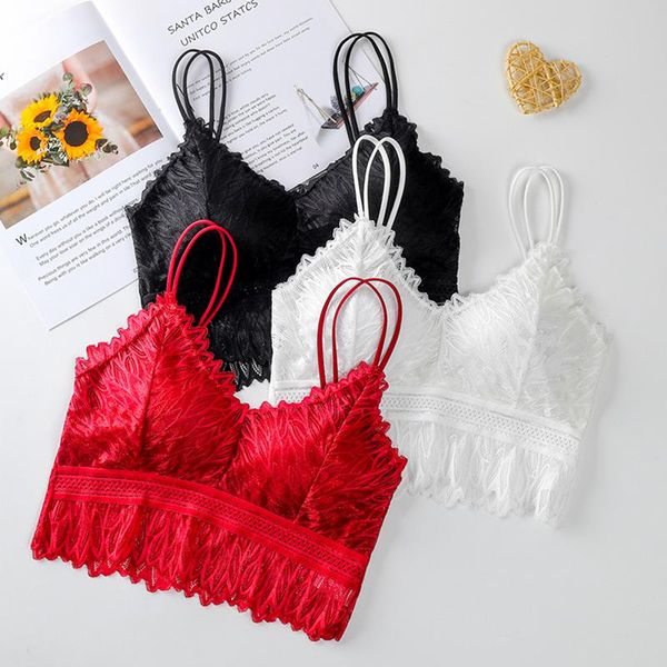 women wireless lace bra sport push up bralette lingerie full cup backless vest ultrath brassiere soft underwear gym clothing, White;black
women wireless lace bra sport push up bralette lingerie full cup backless vest ultrath brassiere soft underwear gym clothing, White;black