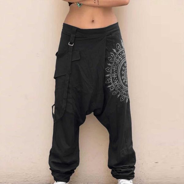 fashion print plus size casual women pants elastic waist pockets wide leg harem personalized printing mens, Black
fashion print plus size casual women pants elastic waist pockets wide leg harem personalized printing mens, Black