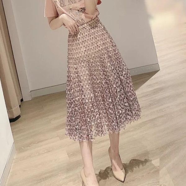 skirts elastic high waist pleated big swing skirt lace mesh patchwork design falda 2021 spring japan style chic sweet woman, Black 
skirts elastic high waist pleated big swing skirt lace mesh patchwork design falda 2021 spring japan style chic sweet woman, Black