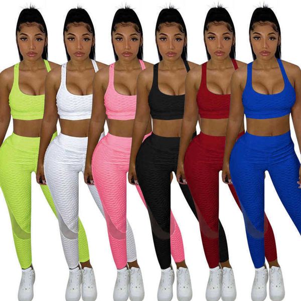 2022 spring and summer women two pieces pants designer tracksuits super elastic pineapple cloth sports vest yoga pants mesh splicing outfits, White
2022 spring and summer women two pieces pants designer tracksuits super elastic pineapple cloth sports vest yoga pants mesh splicing outfits, White