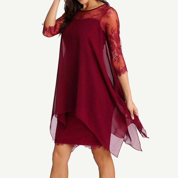 casual dresses women fashion dress chiffon overlay three quarter sleeve lace o neck summer vestidos de verano #g3, Black;gray
casual dresses women fashion dress chiffon overlay three quarter sleeve lace o neck summer vestidos de verano #g3, Black;gray