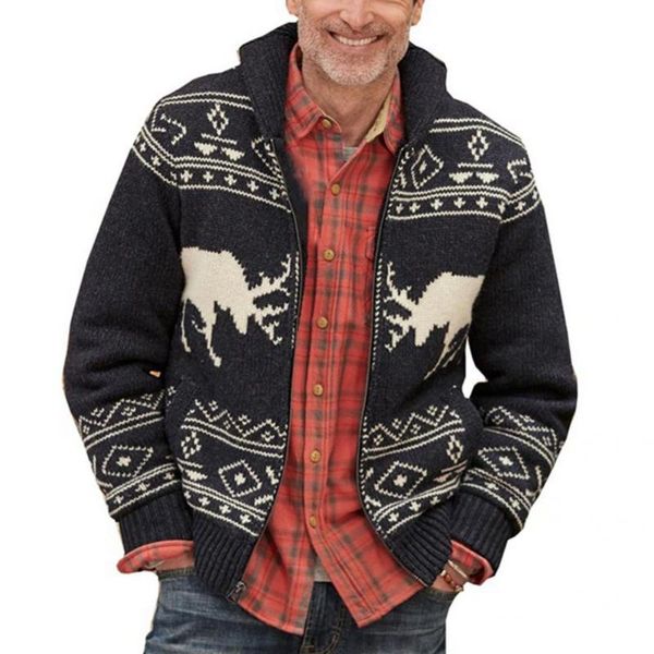 men's sweaters 70% drop knitted coat elk pattern christmas warm stand collar thick male sweater jacket for winter, White;black
men's sweaters 70% drop knitted coat elk pattern christmas warm stand collar thick male sweater jacket for winter, White;black