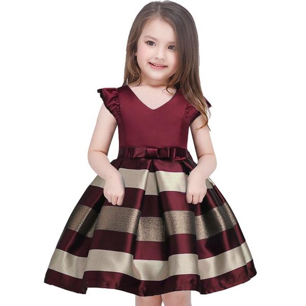girl's dresses 2-10t girl dress bow stripes princess of girls baby reception formal party, Red;yellow 
girl's dresses 2-10t girl dress bow stripes princess of girls baby reception formal party, Red;yellow