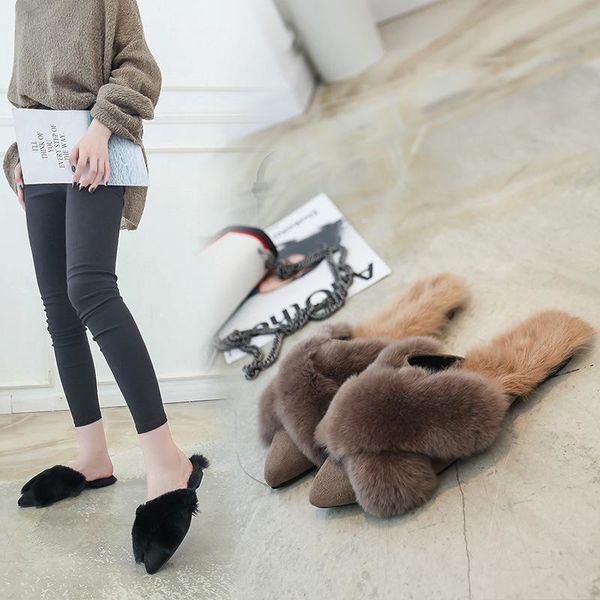 slippers flock cover toe flat shoes female plush for adults slides fashion fur luxury pointed rubber pu basic fabric s, Black
slippers flock cover toe flat shoes female plush for adults slides fashion fur luxury pointed rubber pu basic fabric s, Black