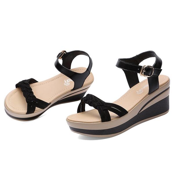 dress shoes thick bottom slope with muffin women sandals summer waterproof platform high-heeled genuine leather 3-60, Black
dress shoes thick bottom slope with muffin women sandals summer waterproof platform high-heeled genuine leather 3-60, Black
